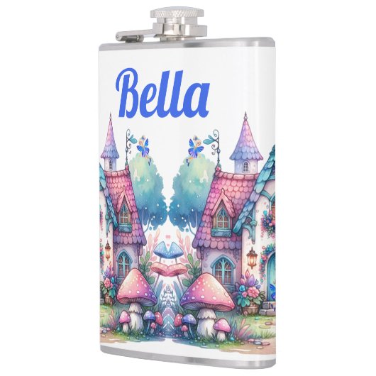 Rosa und blaue Hütte-Core-Monogramm auf Weiß | Flachmann (Links)