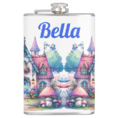 Rosa und blaue Hütte-Core-Monogramm auf Weiß | Flachmann (Vorderseite)