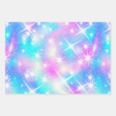 Rosa und blaue Iridescent Sparkor Geschenkpapier Set (Vorderseite 2)