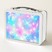 Rosa und blaue Iridescent Sparkor Metall Brotdose (Rückseite)