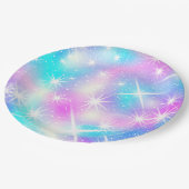 Rosa und blaue Iridescent Sparkor Pappteller (Schrägansicht)