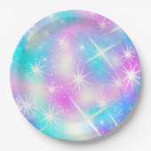 Rosa und blaue Iridescent Sparkor Pappteller (Vorderseite)