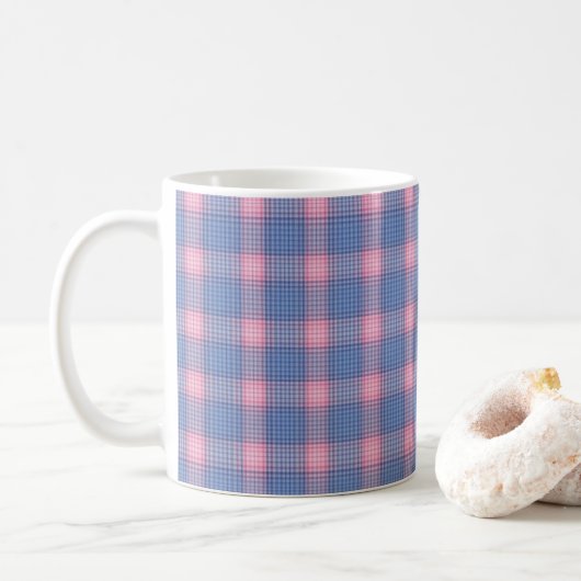 Rosa und blaue Karo Tasse (Mit Donut)