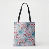 rosa und blaue Kirschblossom-Muster Tasche (Vorderseite)