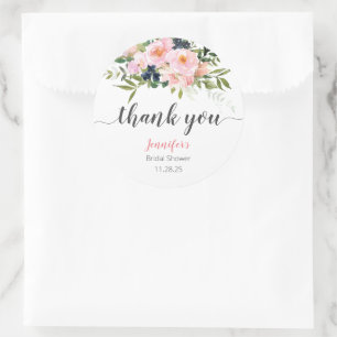 Rosa und blaue, klassische, runde Stickerei mit Bl Runder Aufkleber