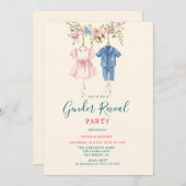 Rosa und blaue Kleidung Gender Reveal Party Einladung (Vorne/Hinten)
