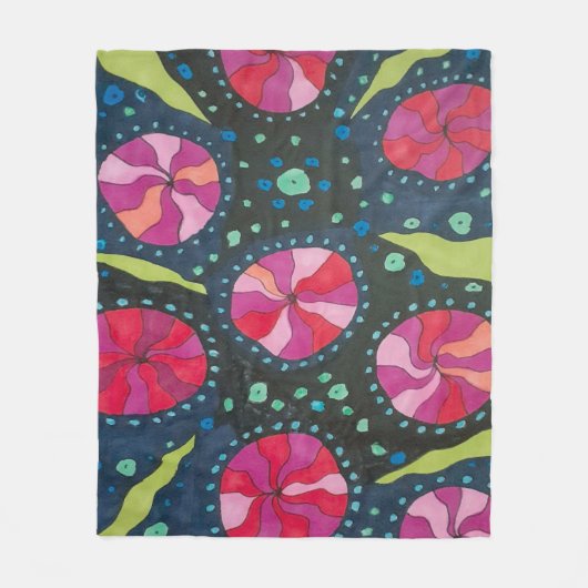 Rosa und blaue kosmische Pop Fleecedecke (Vorderseite)