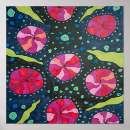 Rosa und blaue kosmische Pop Poster