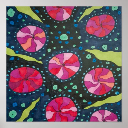 Rosa und blaue kosmische Pop Poster (Vorne)