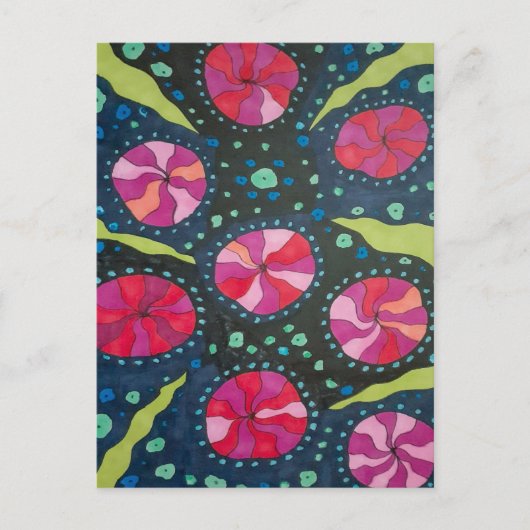 Rosa und blaue kosmische Pop Postkarte (Vorderseite)