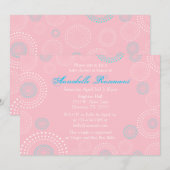 Rosa und blaue Kreise Kinderdusche Einladung (Vorne/Hinten)