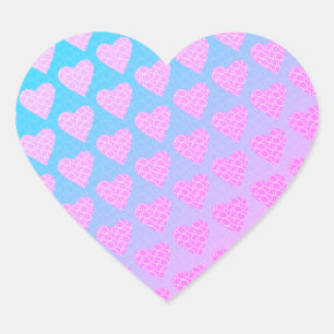 Rosa und Blaue Kritzelherzen Valentinstag  Herz-Aufkleber