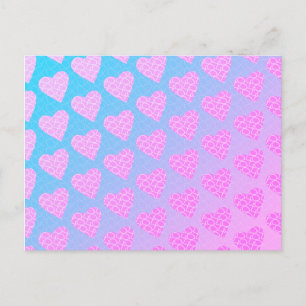 Rosa und Blaue Kritzelherzen Valentinstag    Postkarte