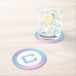 Rosa und blaue Kronengrenze in Weiß Runder Pappuntersetzer