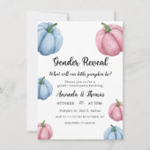 Rosa und blaue Kürbisgeschlecht Einladung (Vorderseite)