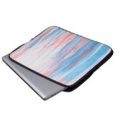 Rosa und blaue Leinwand Laptopschutzhülle (Vorne Knopf)