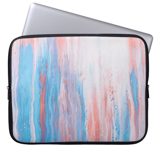 Rosa und blaue Leinwand Laptopschutzhülle (Vorderseite)