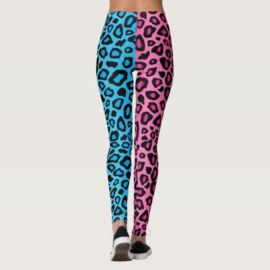 Rosa und Blaue Leopard Leggings (Rückseite)