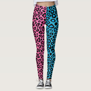 Rosa und Blaue Leopard   Leggings