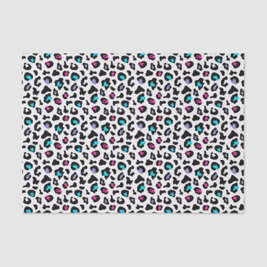 Rosa und blaue Leoparden Seidenpapier (Vorderseite)