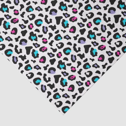 Rosa und blaue Leoparden Seidenpapier (Ausschnitt)