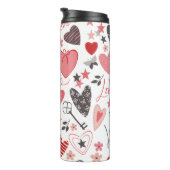 Rosa und blaue Liebe und Herz Kunst Thermosbecher (Nach rechts gedreht)