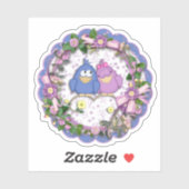 Rosa und blaue liebende Vögel Die Sticker Decal sc (Blatt)