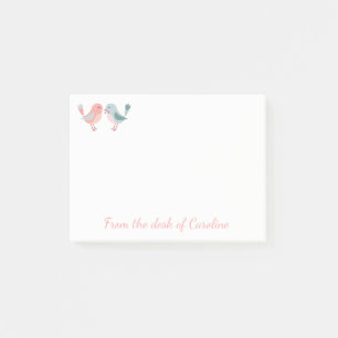 Rosa und blaue Liebesvögel Liebe, Hochzeit Post-it Klebezettel