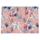 Rosa und blaue Lilienmuster Große Geschenktüte (Vorderseite)