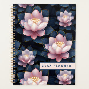 Rosa und blaue Lotusblumen-Blumen-Planer Planer