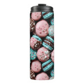 Rosa und blaue Macaron mit Sprinklen Thermosbecher (Vorderseite)