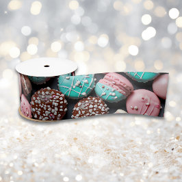 Rosa und blaue Macaron Satinband