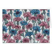 Rosa und blaue Maisblumen, weiße Blume (Vorderseite (Horizontal))