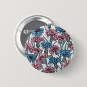 Rosa und blaue Maisblumen, weiße Blume Button (Vorne & Hinten)