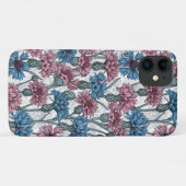 Rosa und blaue Maisblumen, weiße Blume Case-Mate iPhone Hülle (Rückseite (Horizontal))
