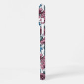 Rosa und blaue Maisblumen, weiße Blume iPhone Hülle (Linke Seite)
