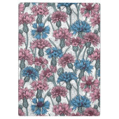 Rosa und blaue Maisblumen, weiße Blume Klemmbrett (Rückseite)