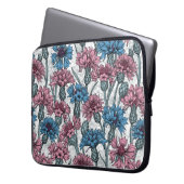 Rosa und blaue Maisblumen, weiße Blume Laptopschutzhülle (Vorderseite Links)