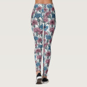 Rosa und blaue Maisblumen, weiße Blume Leggings (Rückseite)