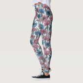 Rosa und blaue Maisblumen, weiße Blume Leggings (Links)