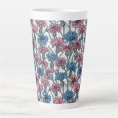 Rosa und blaue Maisblumen, weiße Blume Milchtasse (Vorderseite)
