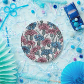 Rosa und blaue Maisblumen, weiße Blume Pappteller (Party)