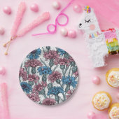 Rosa und blaue Maisblumen, weiße Blume Pappteller (Party)