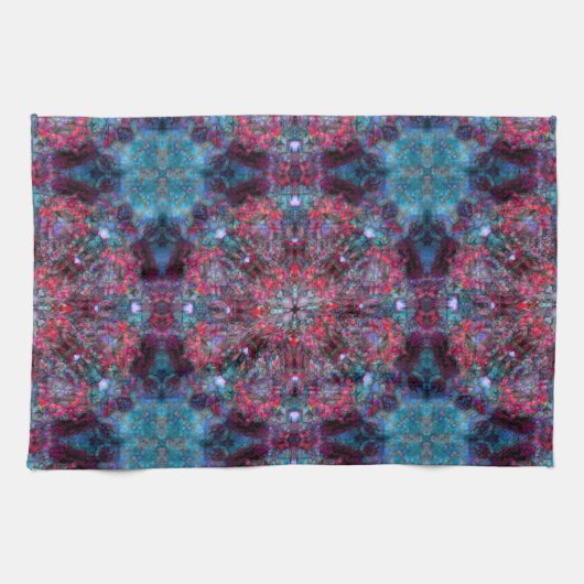 Rosa und blaue Mandala Geschirrtuch (Horizontal)