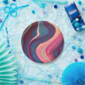 Rosa und blaue Marmor-Kunst Pappteller (Party)