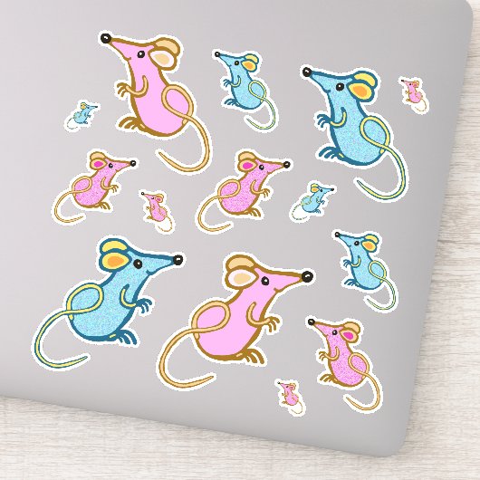 Rosa und blaue Mäuse Aufkleber (Detail)