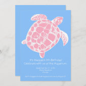Rosa und Blaue Meeresschildkröte Einladung zur Geb (Vorne/Hinten)