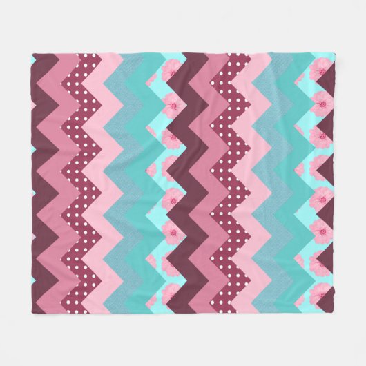 Rosa und blaue Mischdruck-Zickzack Fleece-Decke Fleecedecke (Vorderseite (Horizontal))