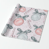Rosa und blaue Ornamente Weihnachten Geschenkpapier (Ungerollt)