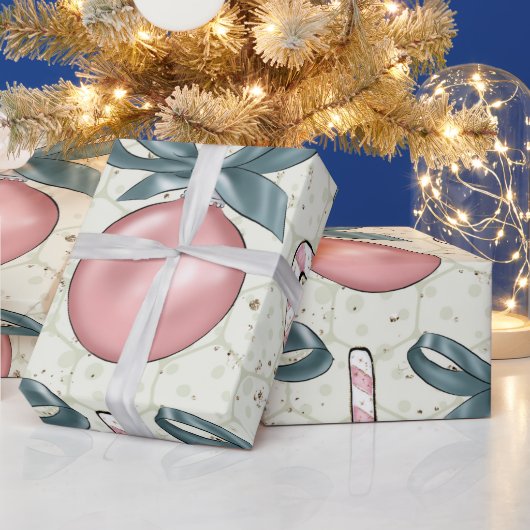 Rosa und blaue Ornamente Weihnachten Geschenkpapier (Feiertage)